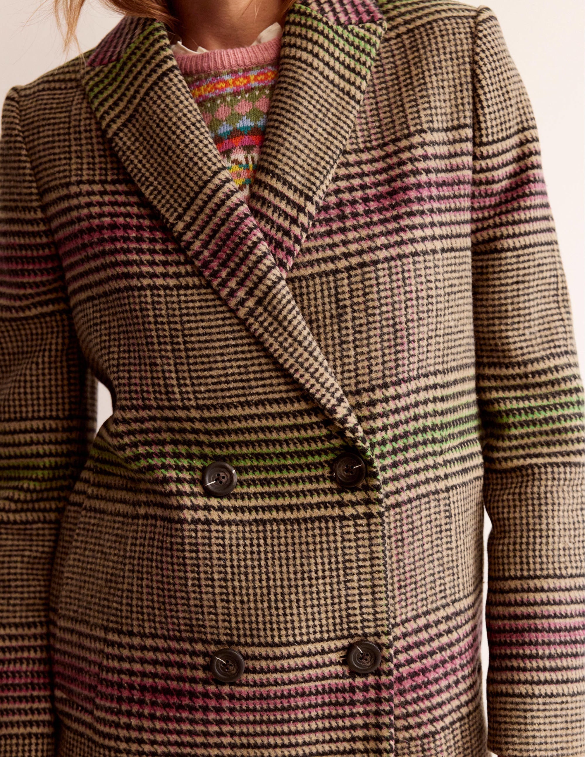 Double-Breasted Checked Coat-Check - Image 2