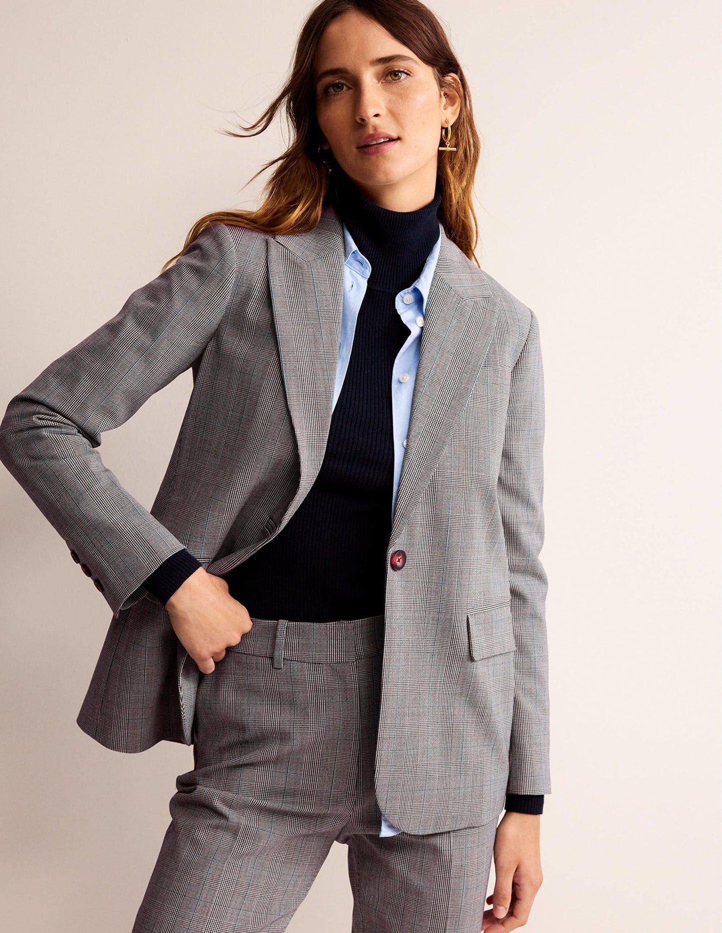 Bloomsbury Wool Blazer-Grey Check