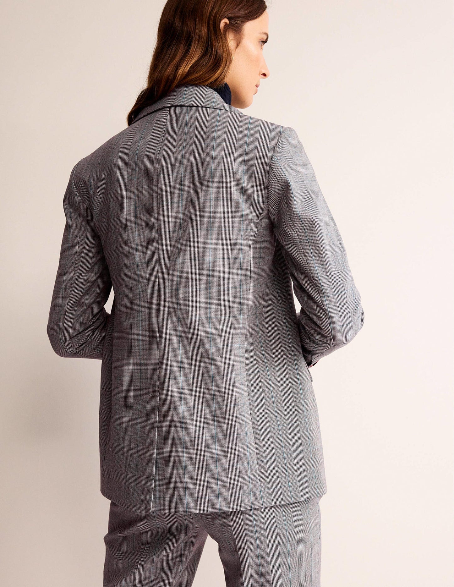 Bloomsbury Wool Blazer-Grey Check