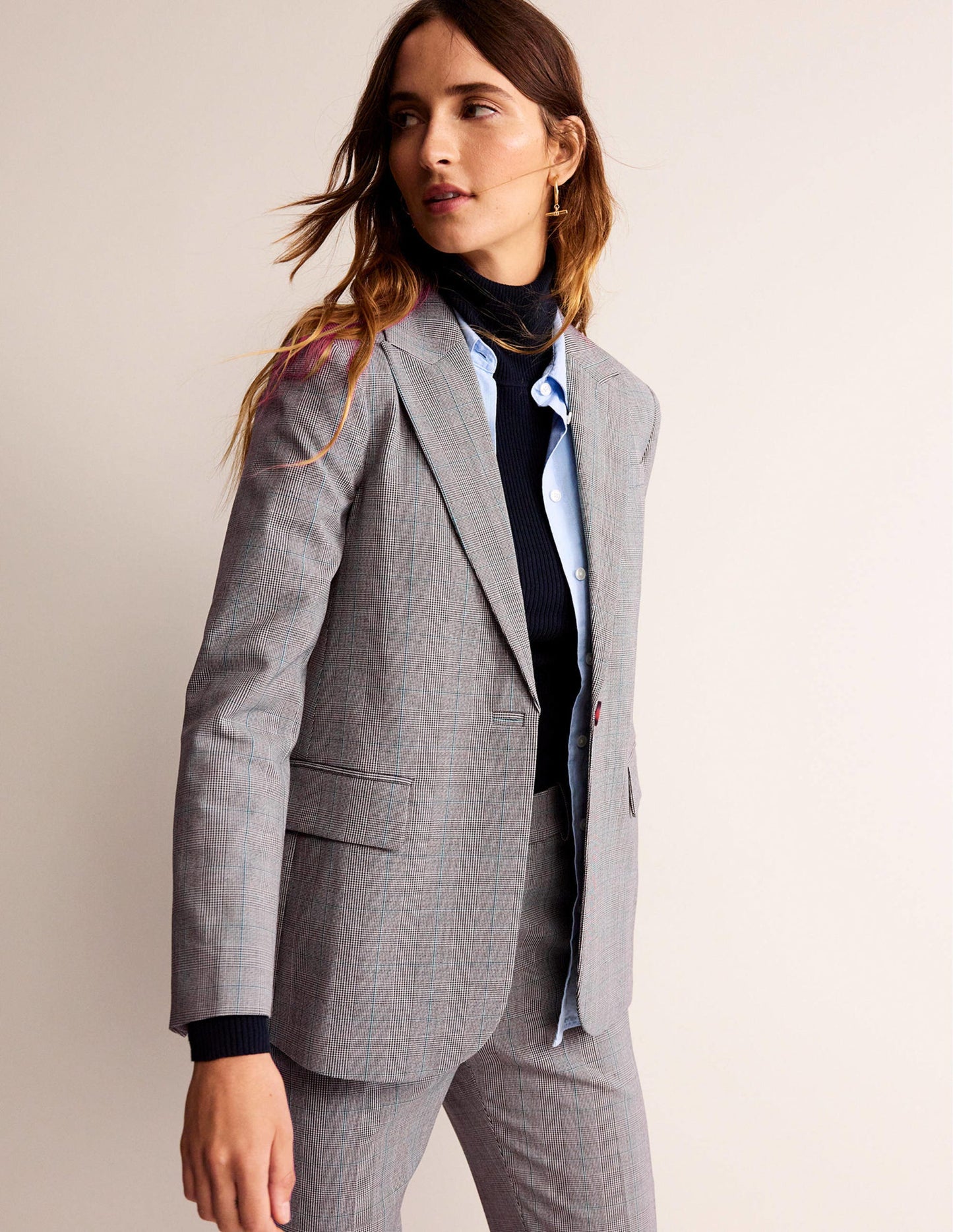 Bloomsbury Wool Blazer-Grey Check