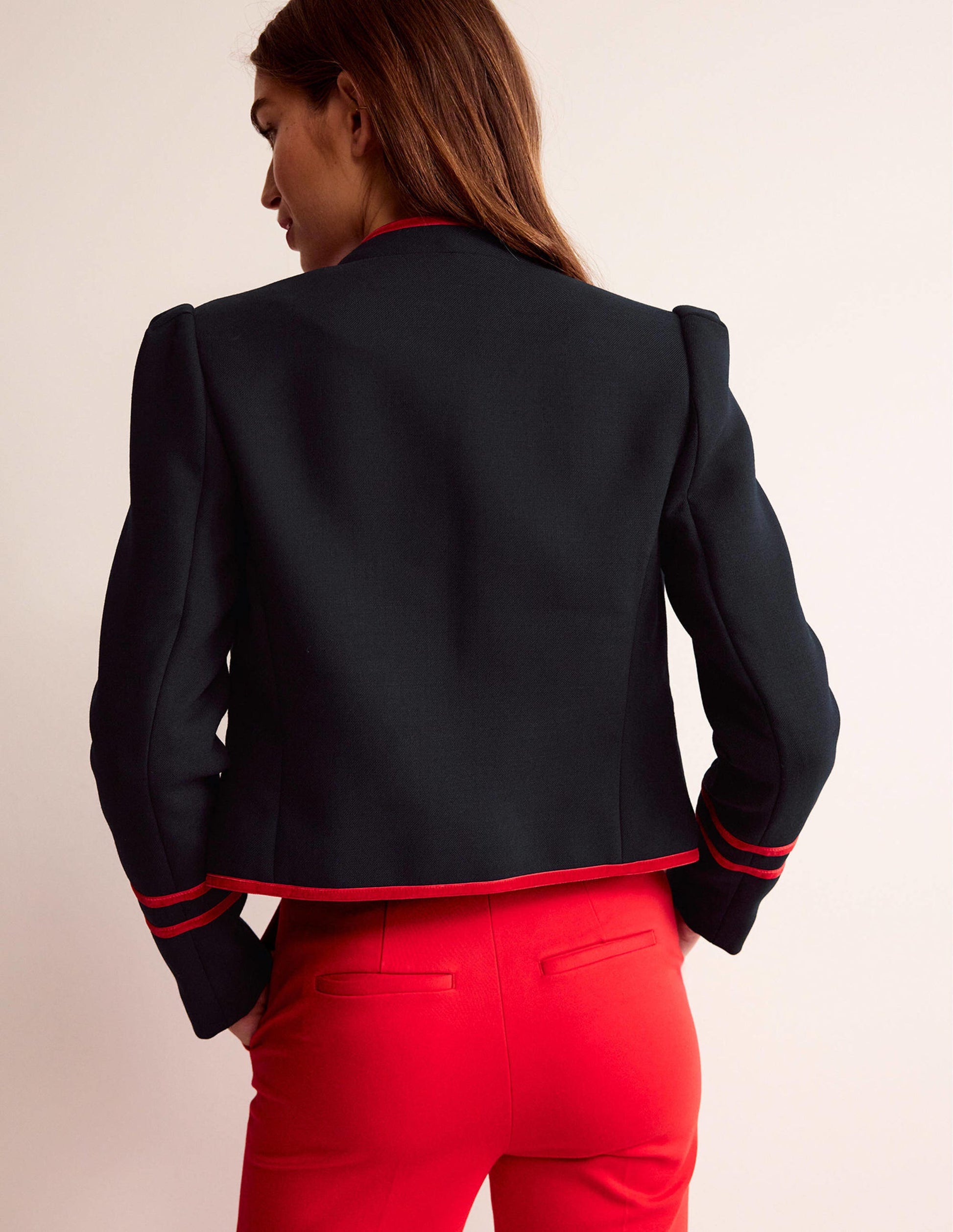 Cambridge Military Jacket-French Navy,Red Trim-2