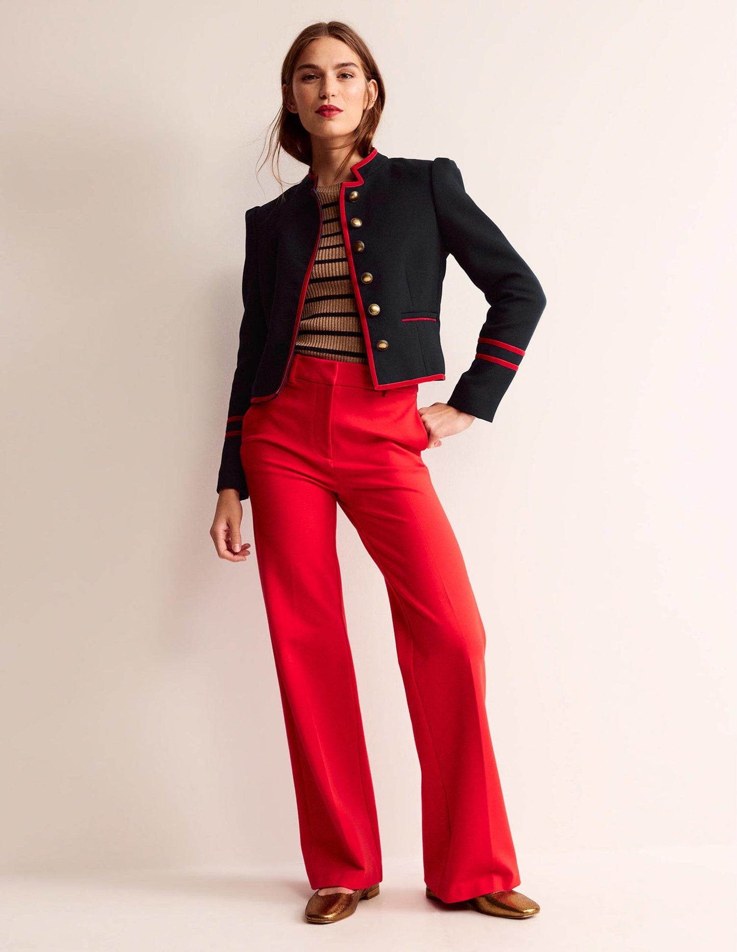 Cambridge Military Jacket-French Navy,Red Trim