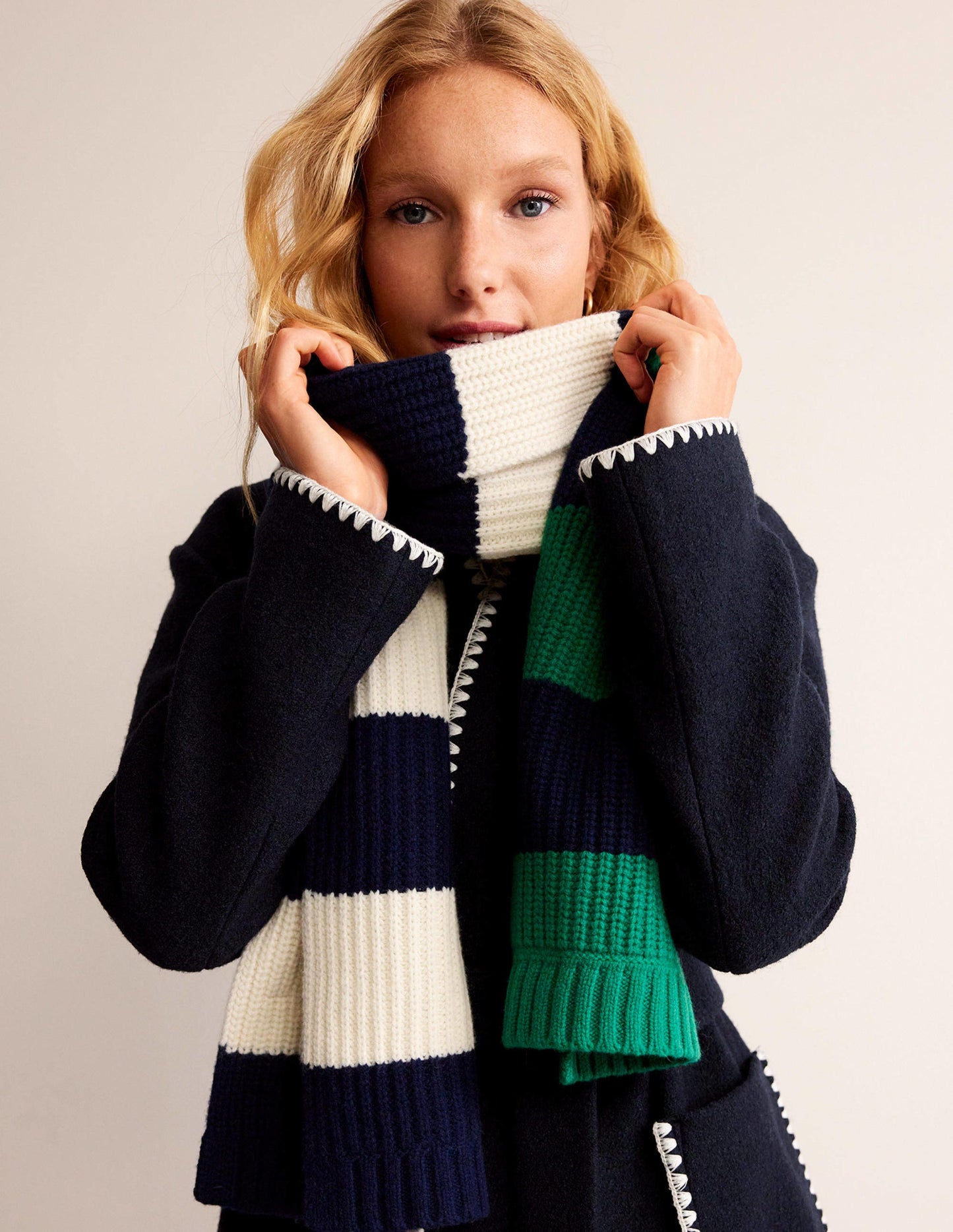 Belted Short Wrap Coat-Navy