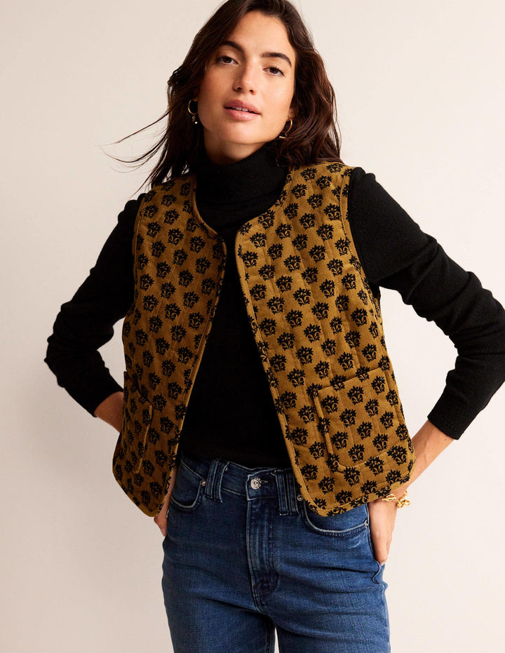 Cord Vest-Golden Olive, Lily