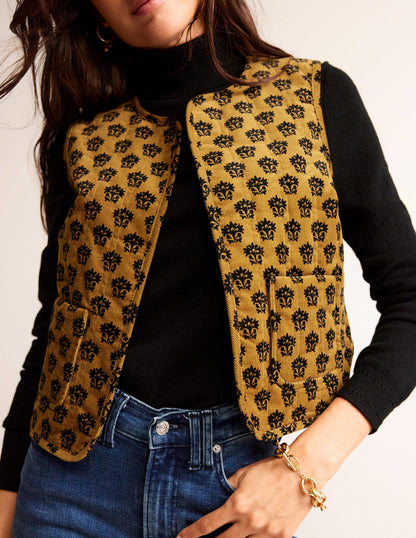 Cord Vest-Golden Olive, Lily-2