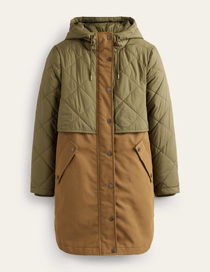 Quilted Parka-Khaki