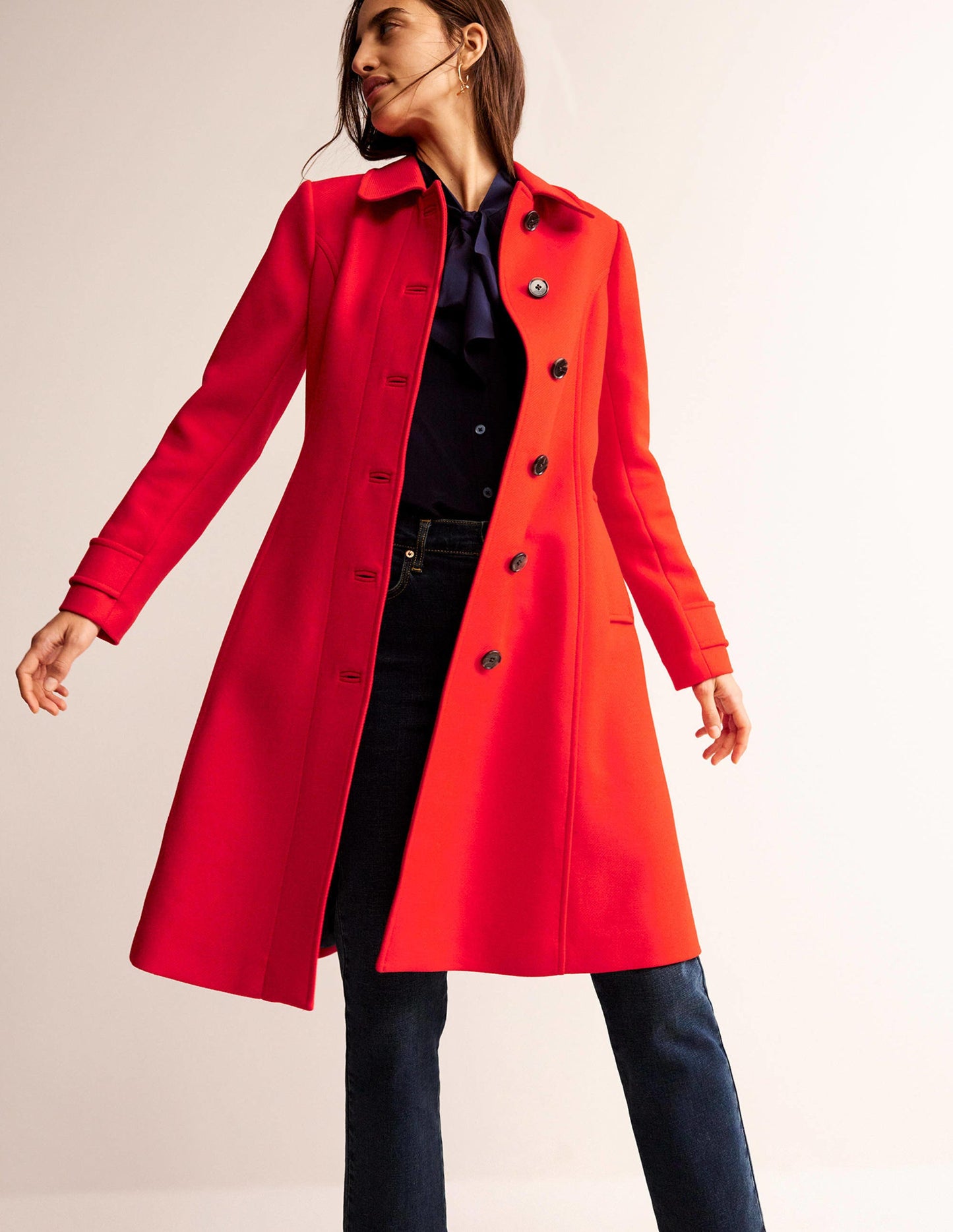 Durham Wool Blend Coat-Red