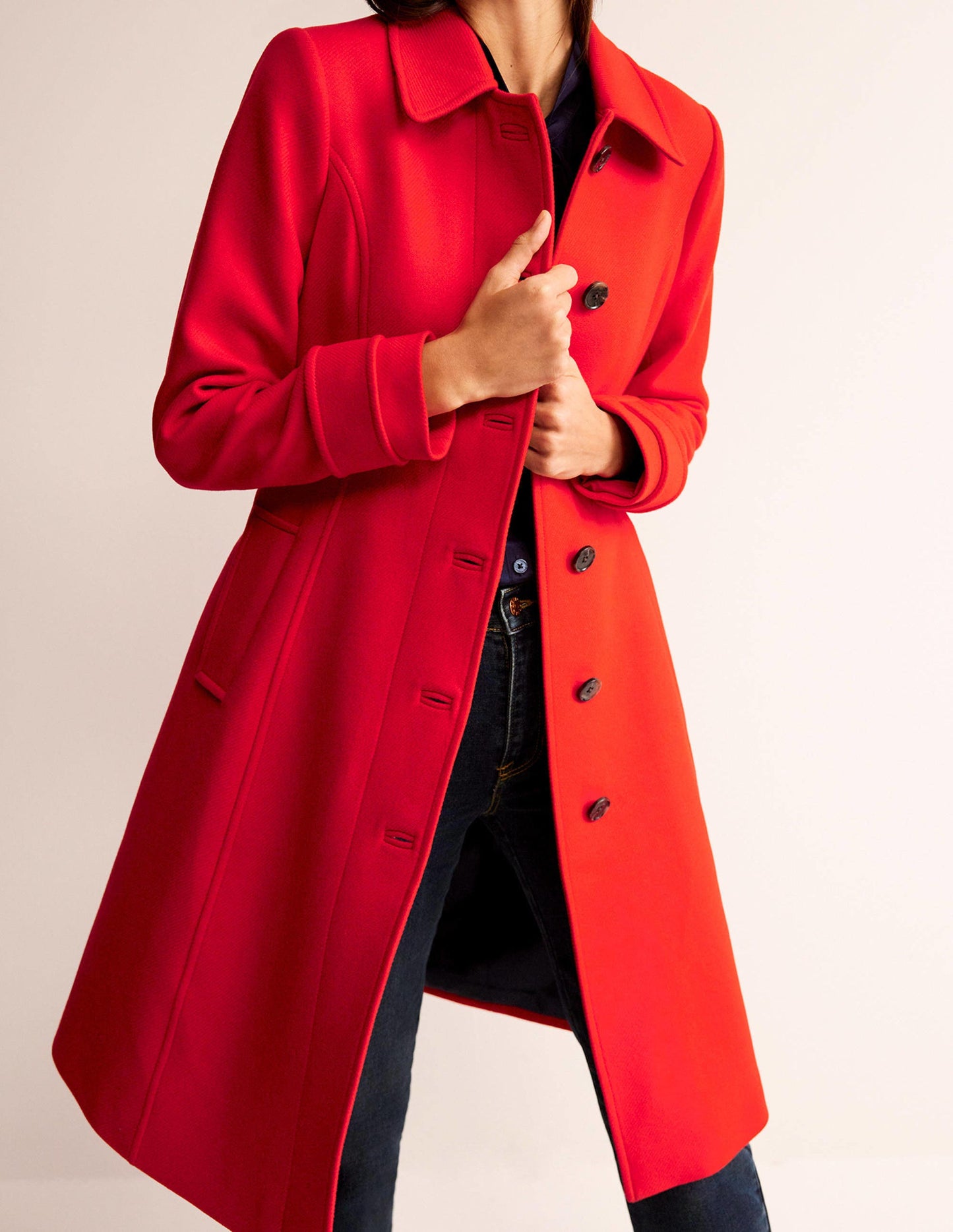 Durham Wool Blend Coat-Red