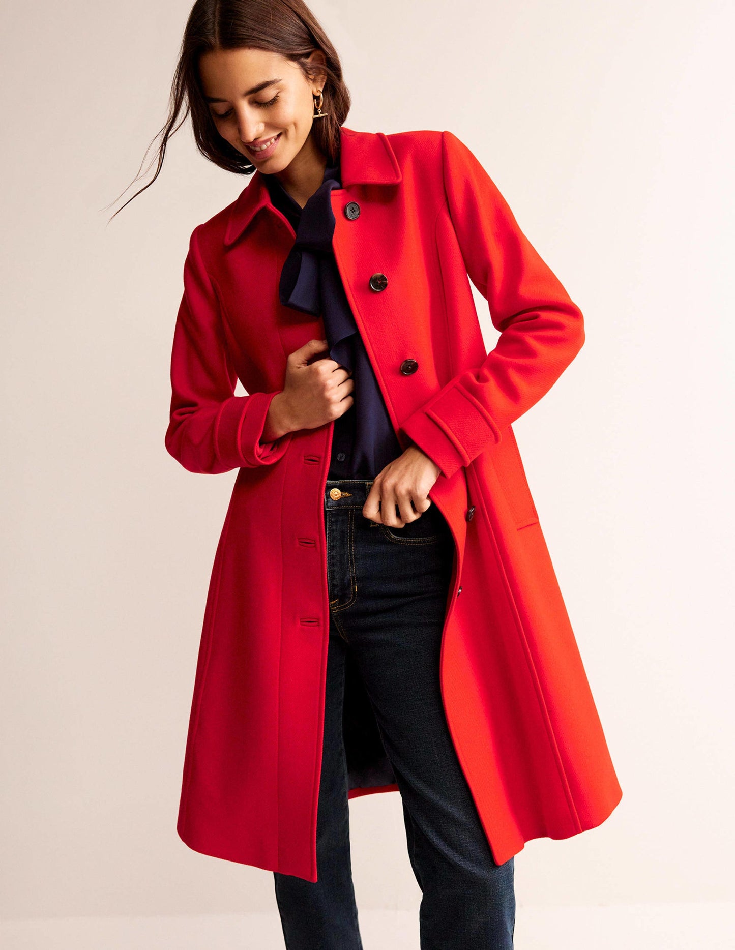 Durham Wool Blend Coat-Red