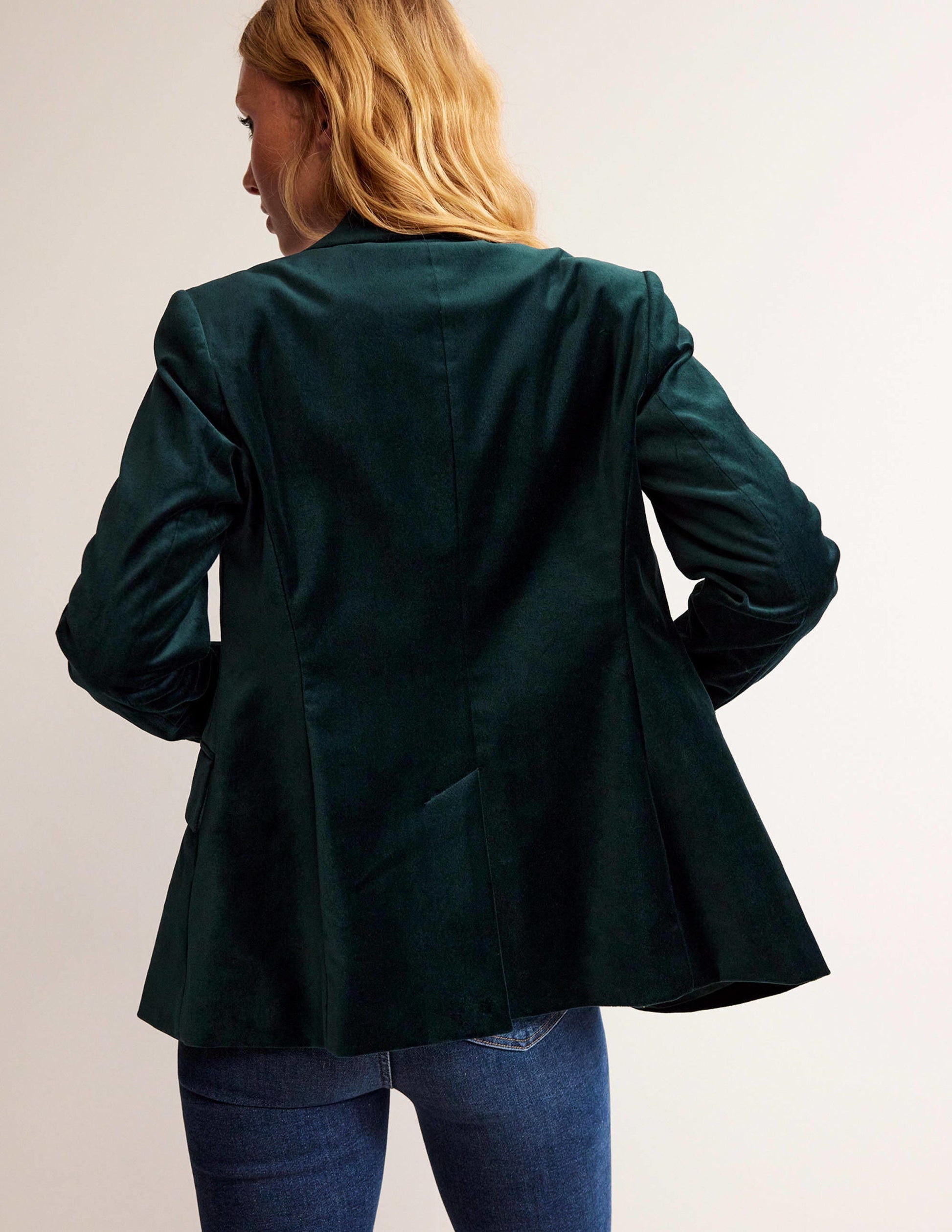 Marylebone Velvet Blazer-Trekking Green-3