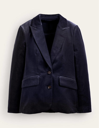 Marylebone Velvet Blazer-Navy