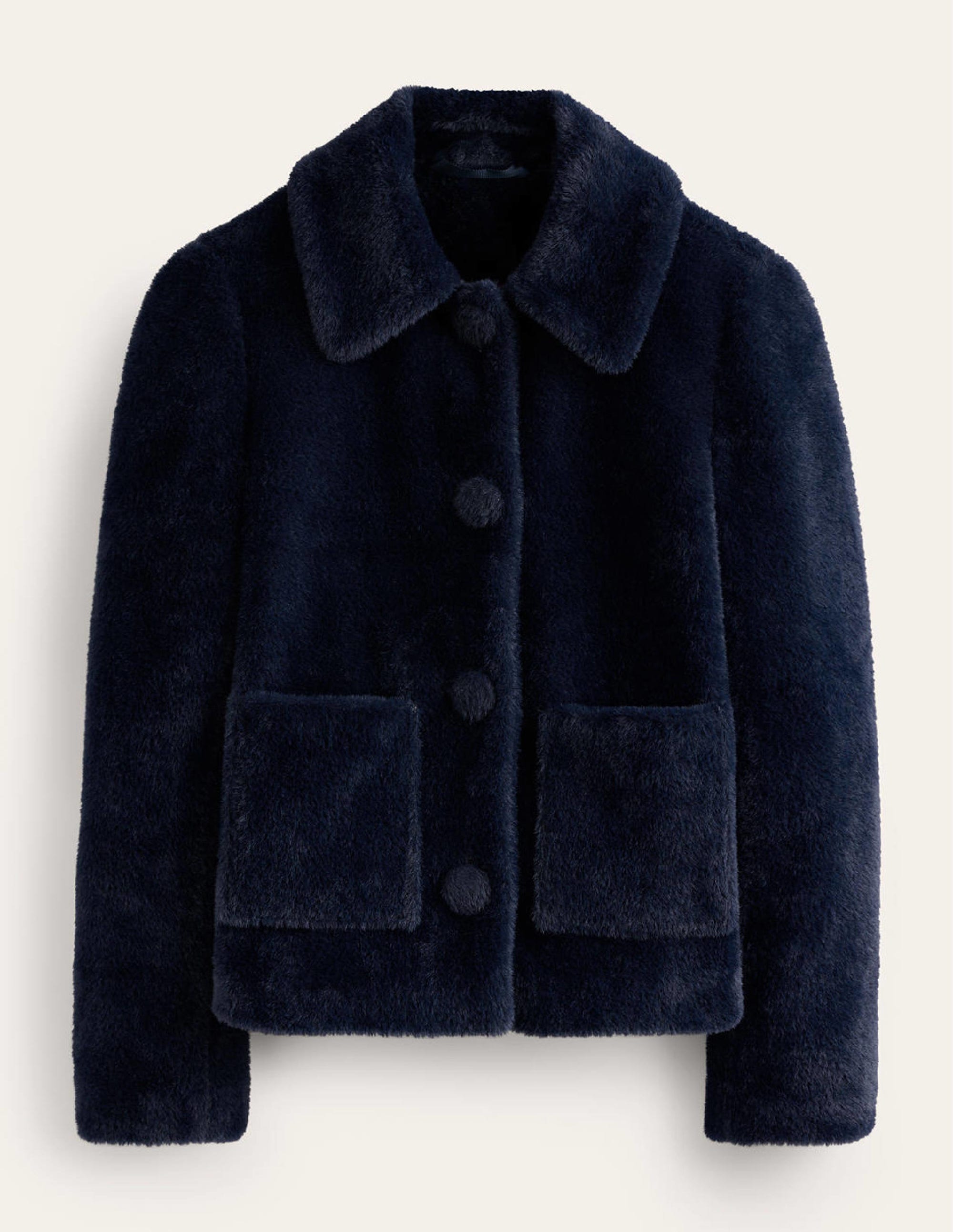 York Faux-Fur Coat-Navy - Image 5