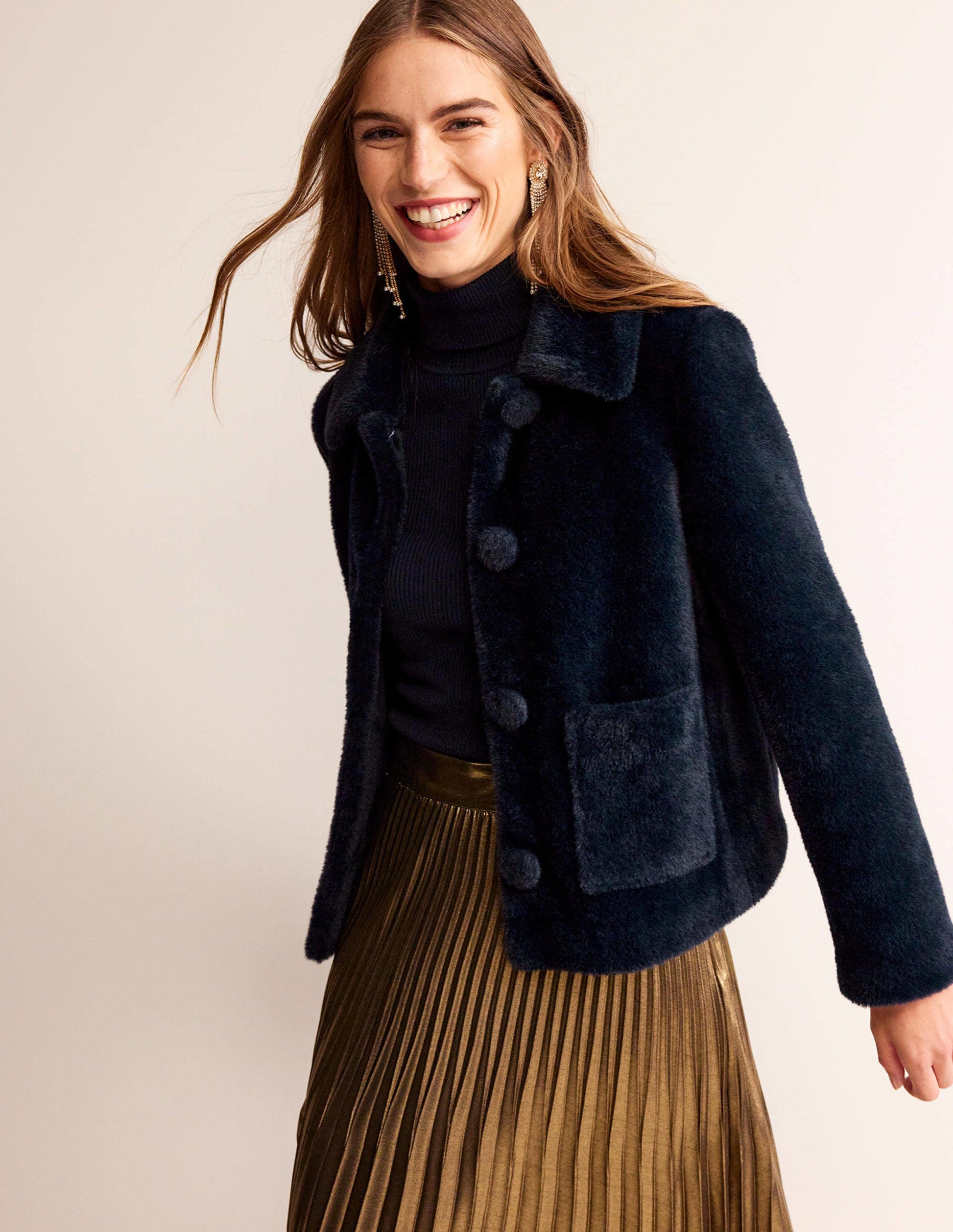York Faux-Fur Coat-Navy-2