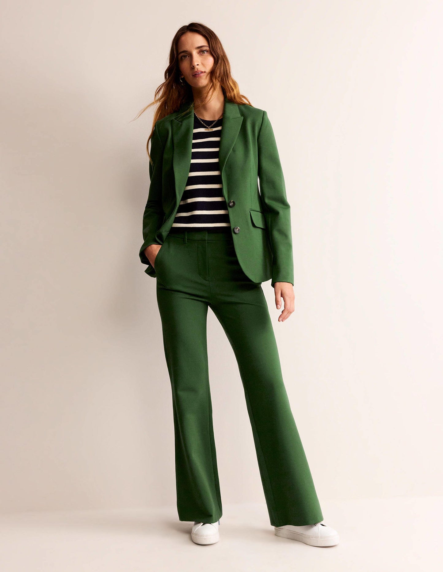 Marylebone Ponte Blazer-Winter Green