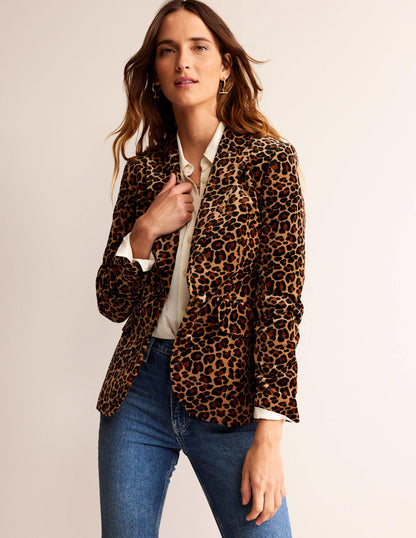 Marylebone Velvet Blazer-Leopard-1