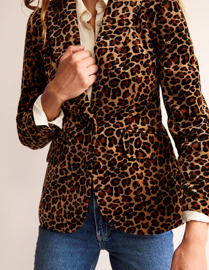 Marylebone Velvet Blazer-Leopard-2
