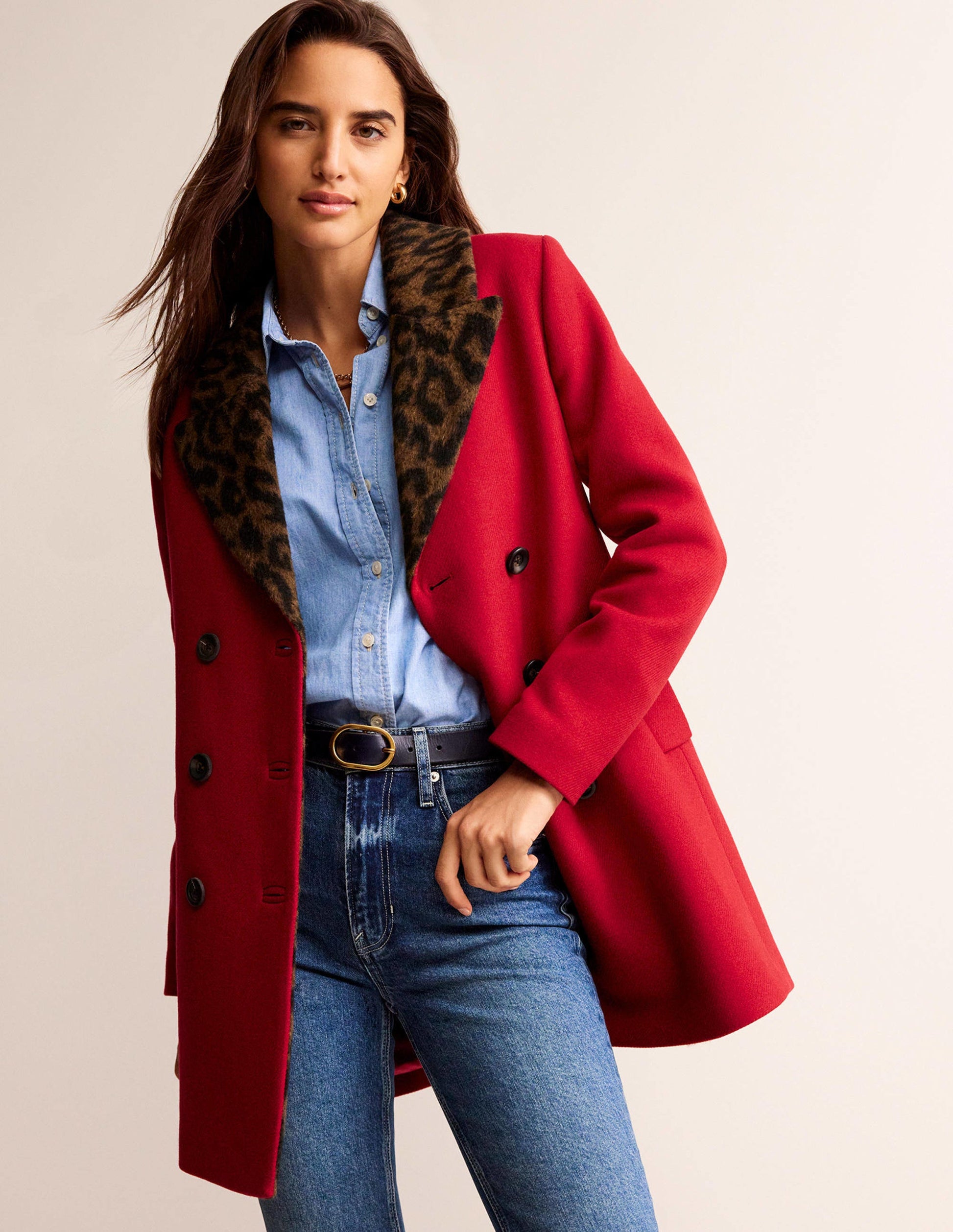 Double-Breasted Wool Coat-Brilliant Red-5