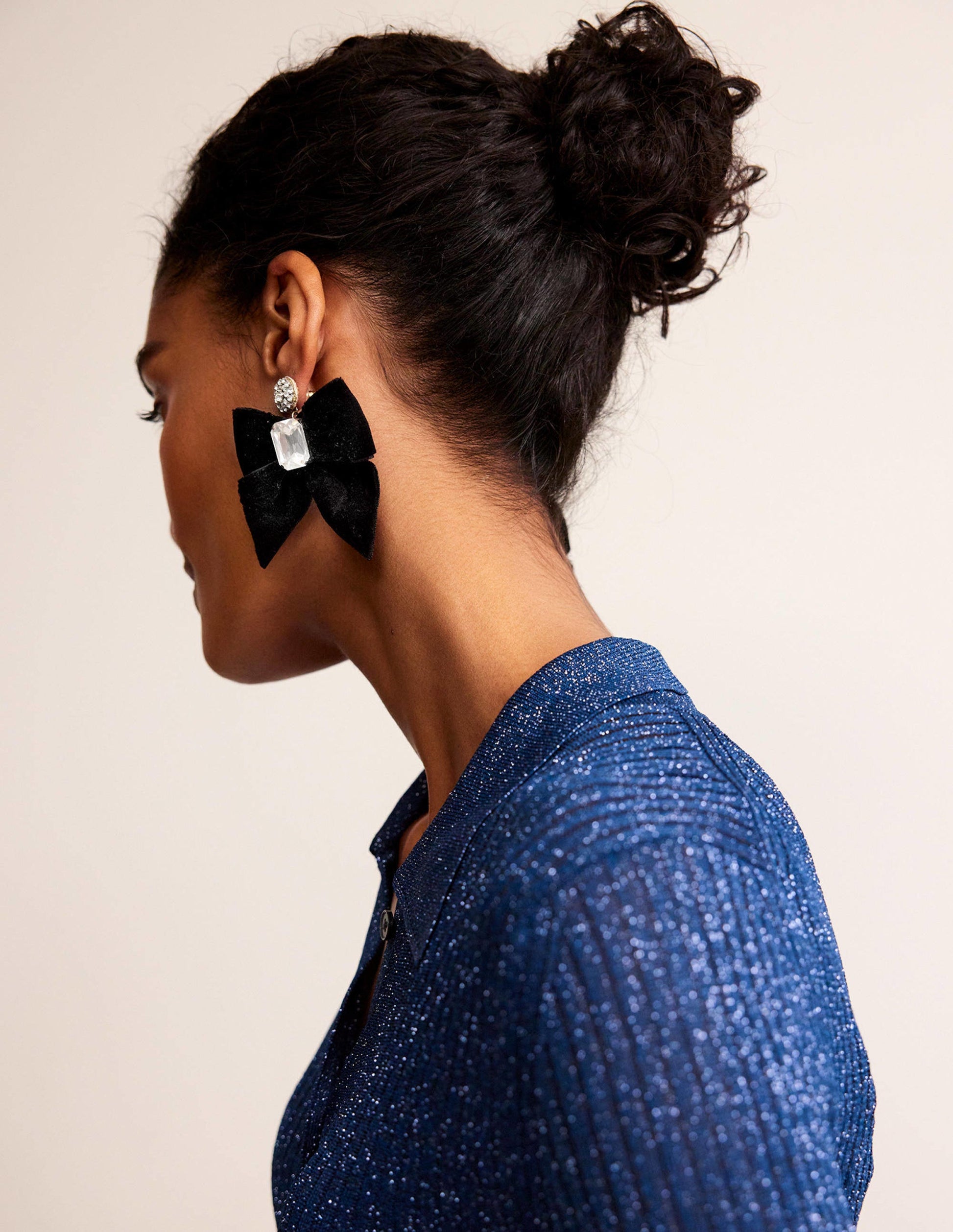Party Bow Earrings-Black-1