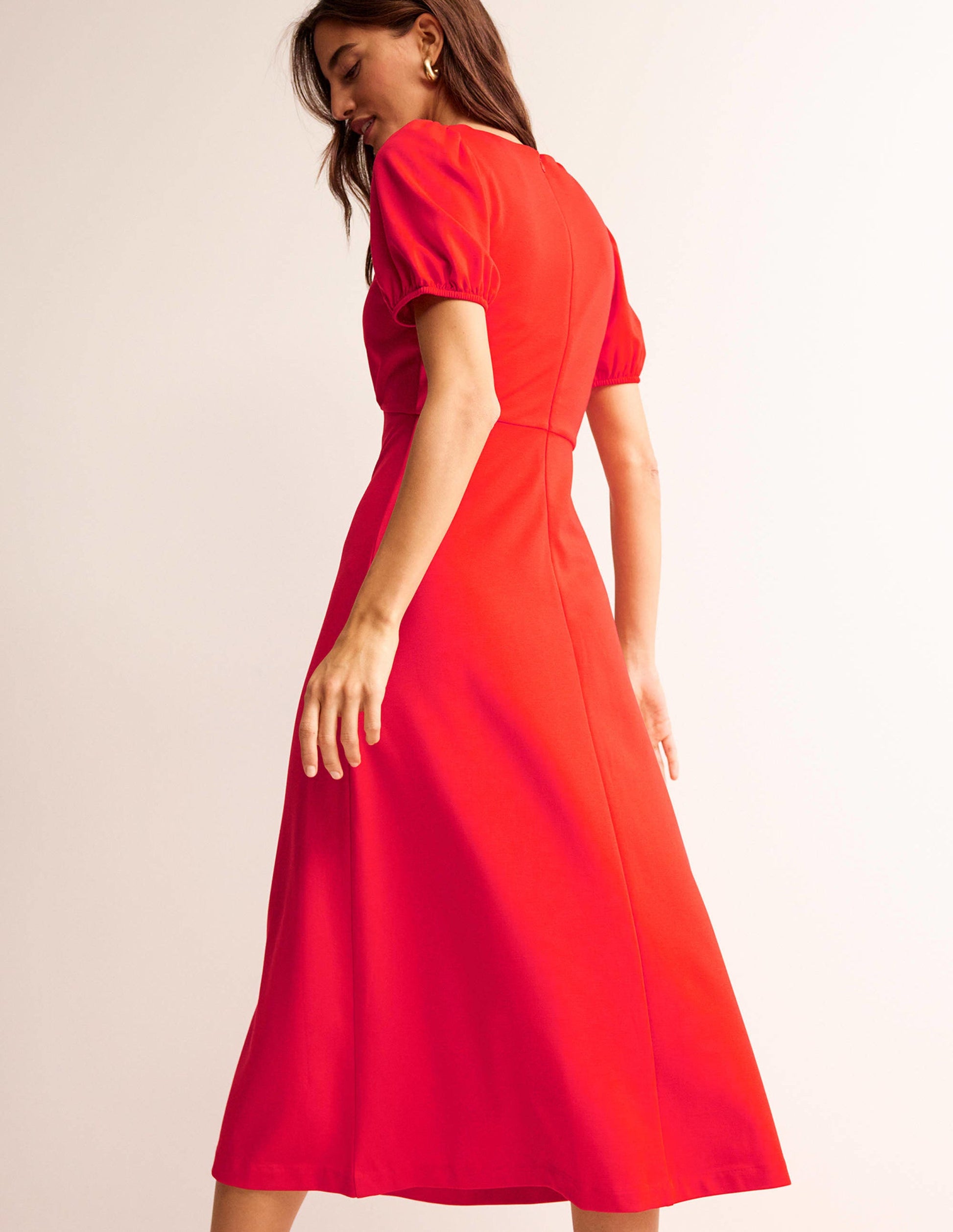 Nancy Ponte Midi Dress-Poppy Red-4