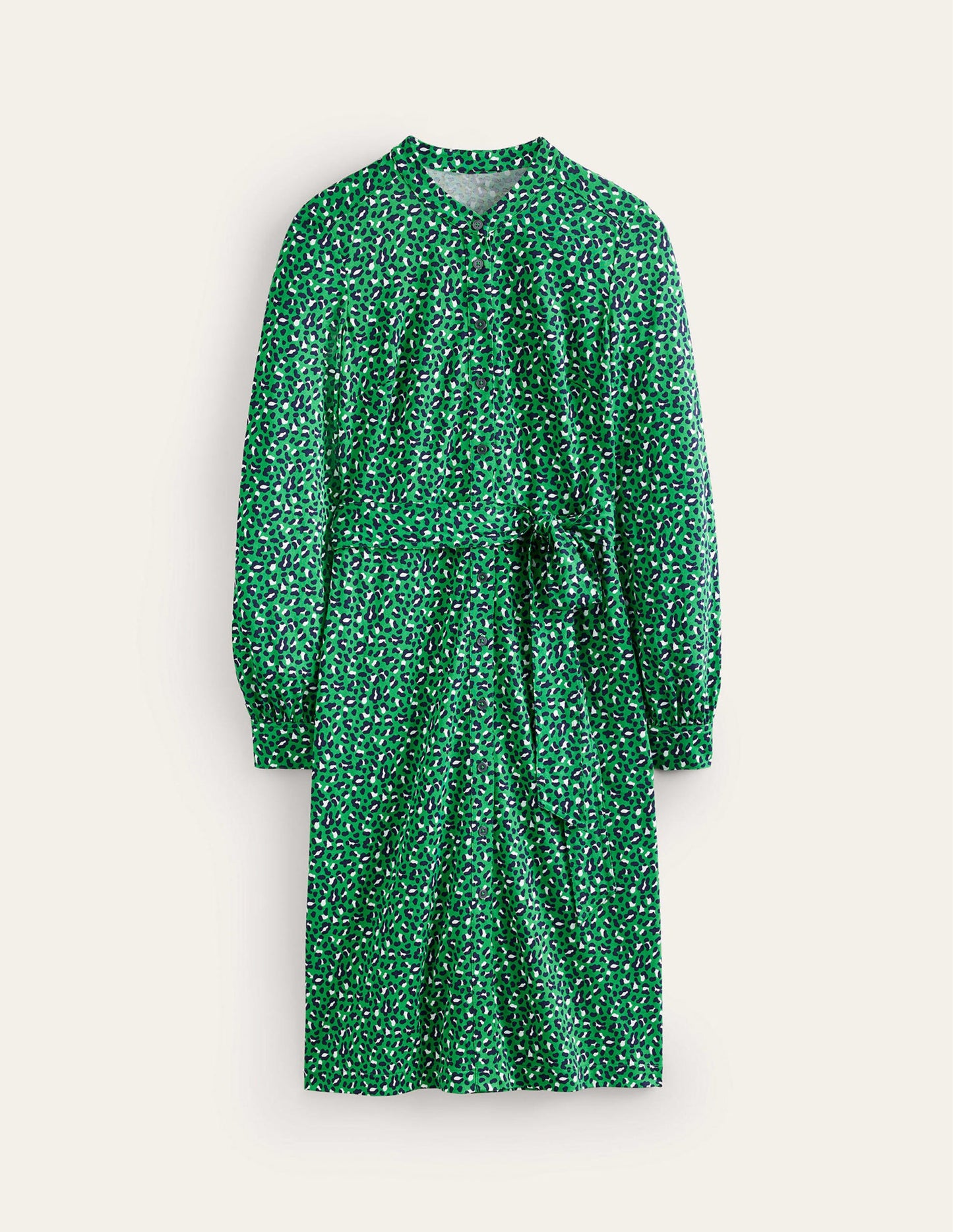 Julia Jersey Shirt Dress-Green Tambourine, Animal Print