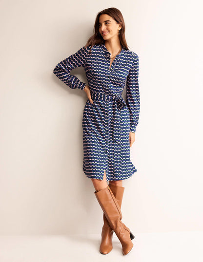 Julia Jersey Shirt Dress-Surf the Web, Diamond Terrace