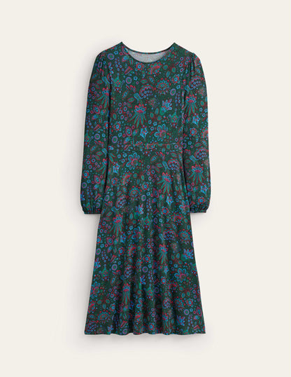 Camille Jersey Midi Dress-Chatsworth Green, Azalea Bloom-6