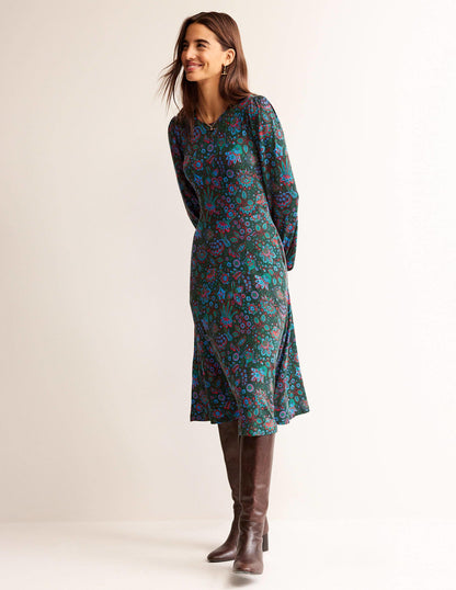 Camille Jersey Midi Dress-Chatsworth Green, Azalea Bloom-4
