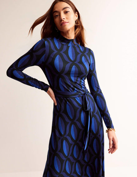 Alberta Jersey Midi Dress-Sapphire Blue, Geo Valley