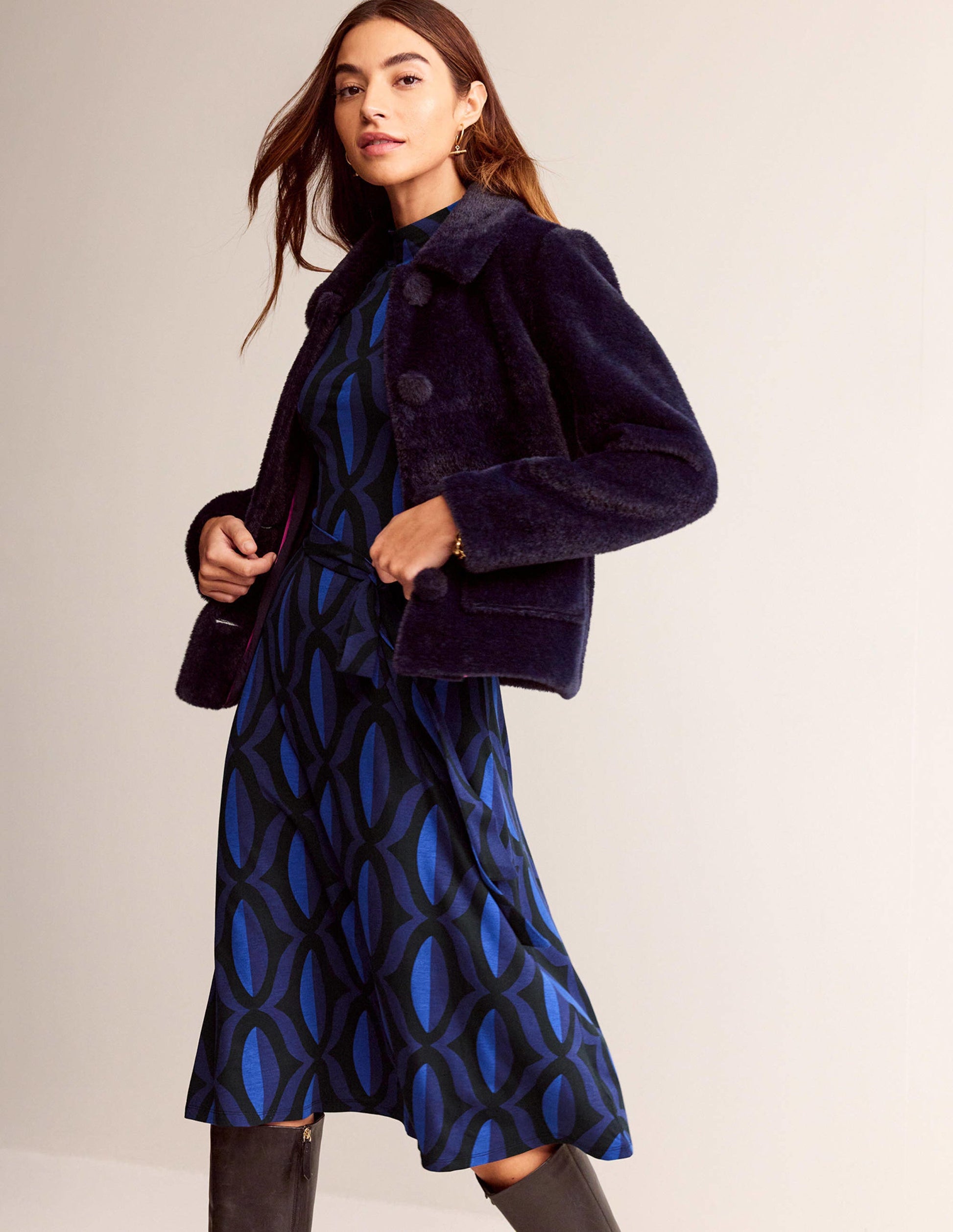 Alberta Jersey Midi Dress-Sapphire Blue, Geo Valley-4