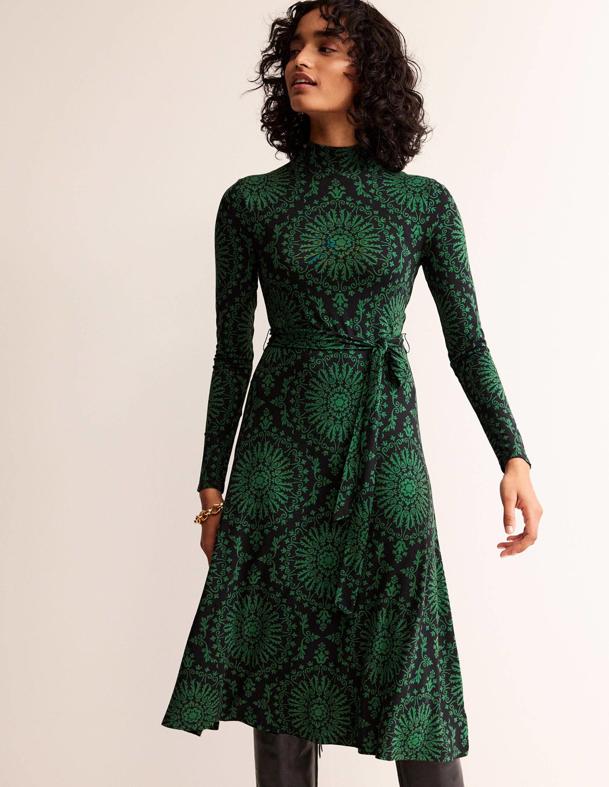 Alberta Jersey Midi Dress-Amazon Green, Artizan Geo-2