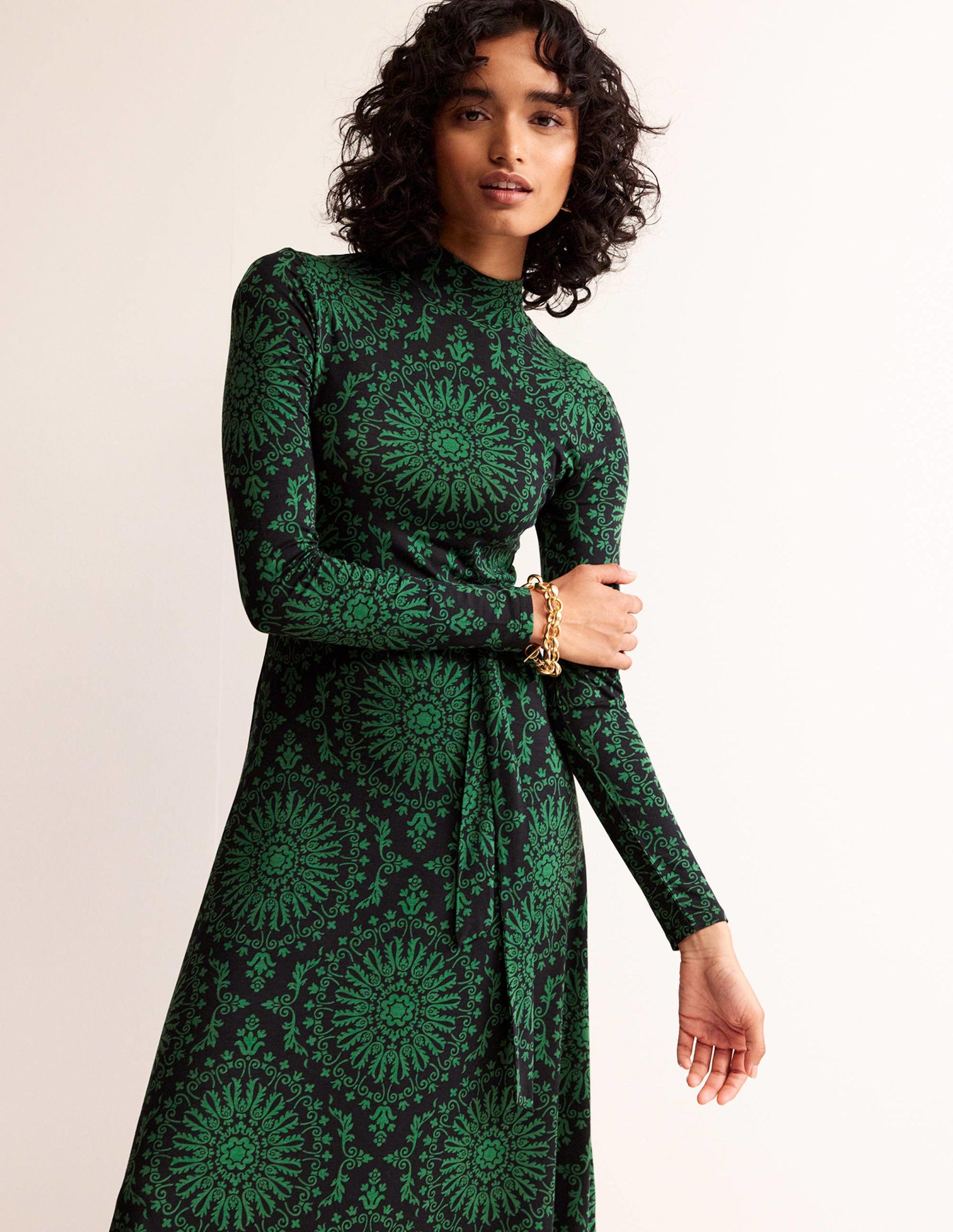 Alberta Jersey Midi Dress-Amazon Green, Artizan Geo-4