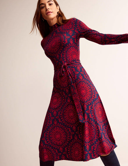 Alberta Jersey Midi Dress-Brilliant Red, Artizian Geo