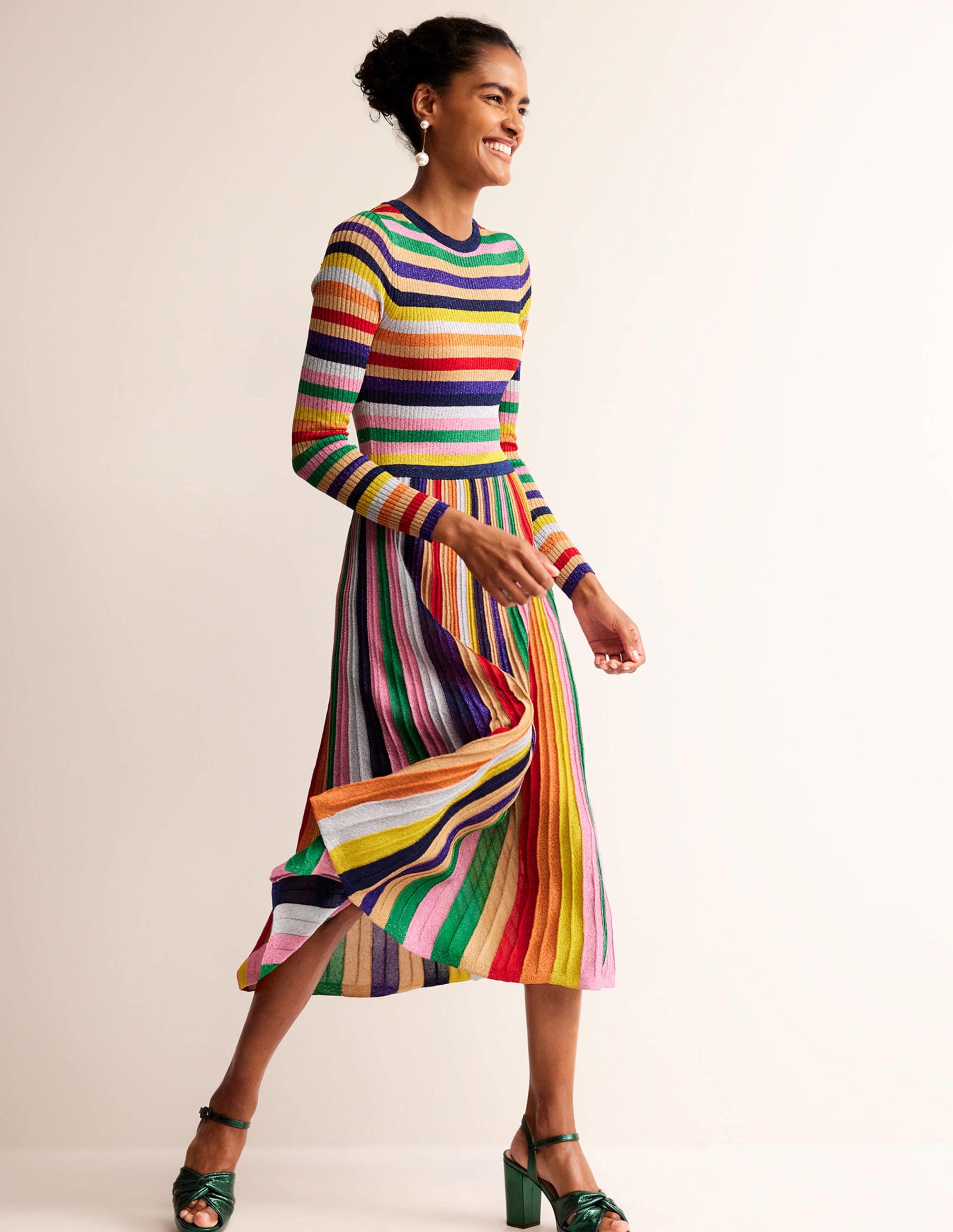 Ribbed Metallic Dress-Multi - Image 1