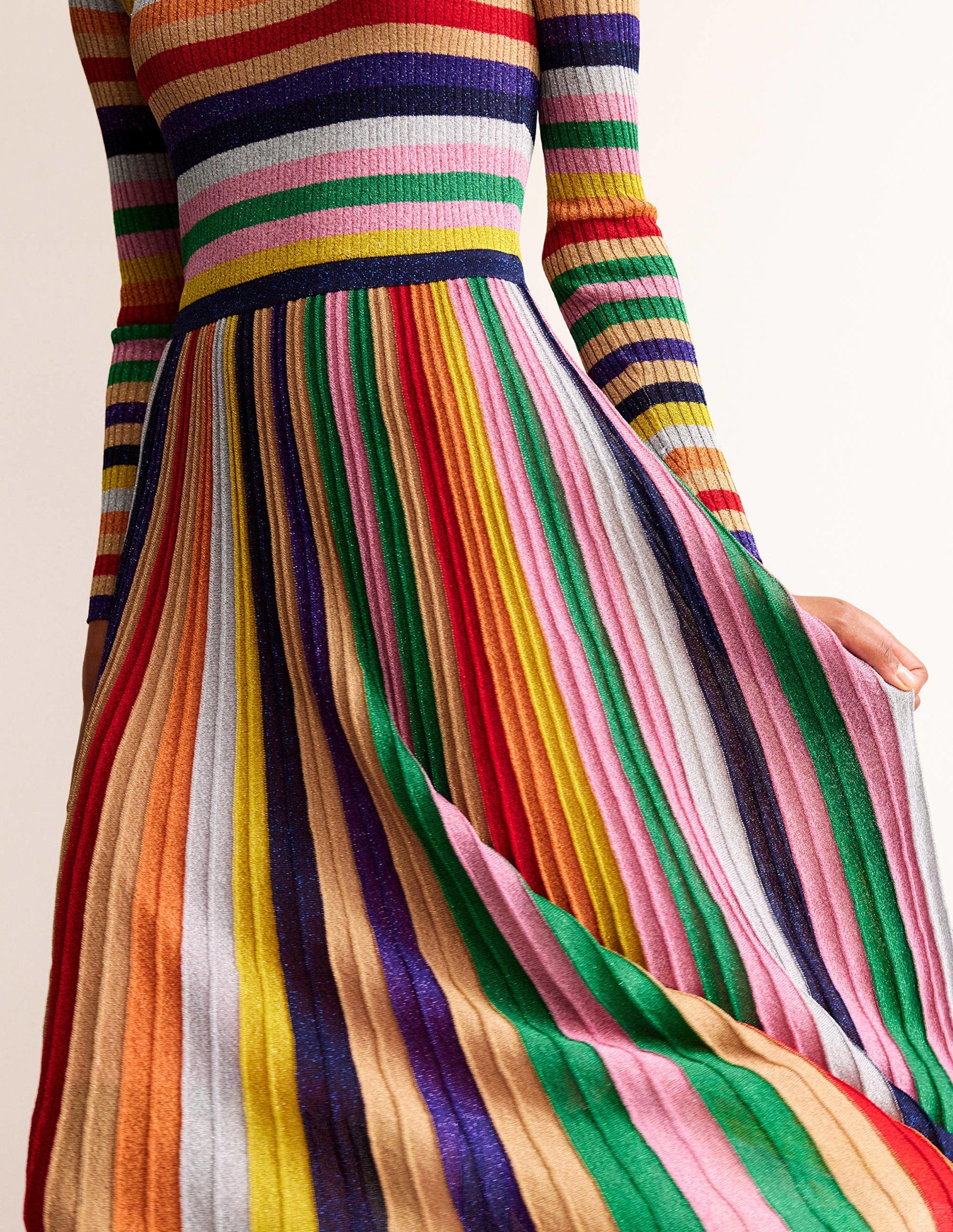 Ribbed Metallic Dress-Multi-2