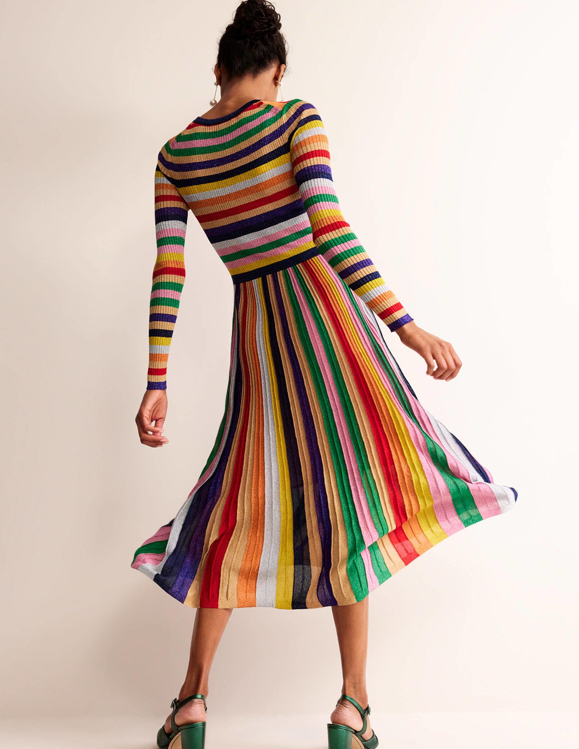 Ribbed Metallic Dress-Multi - Image 3
