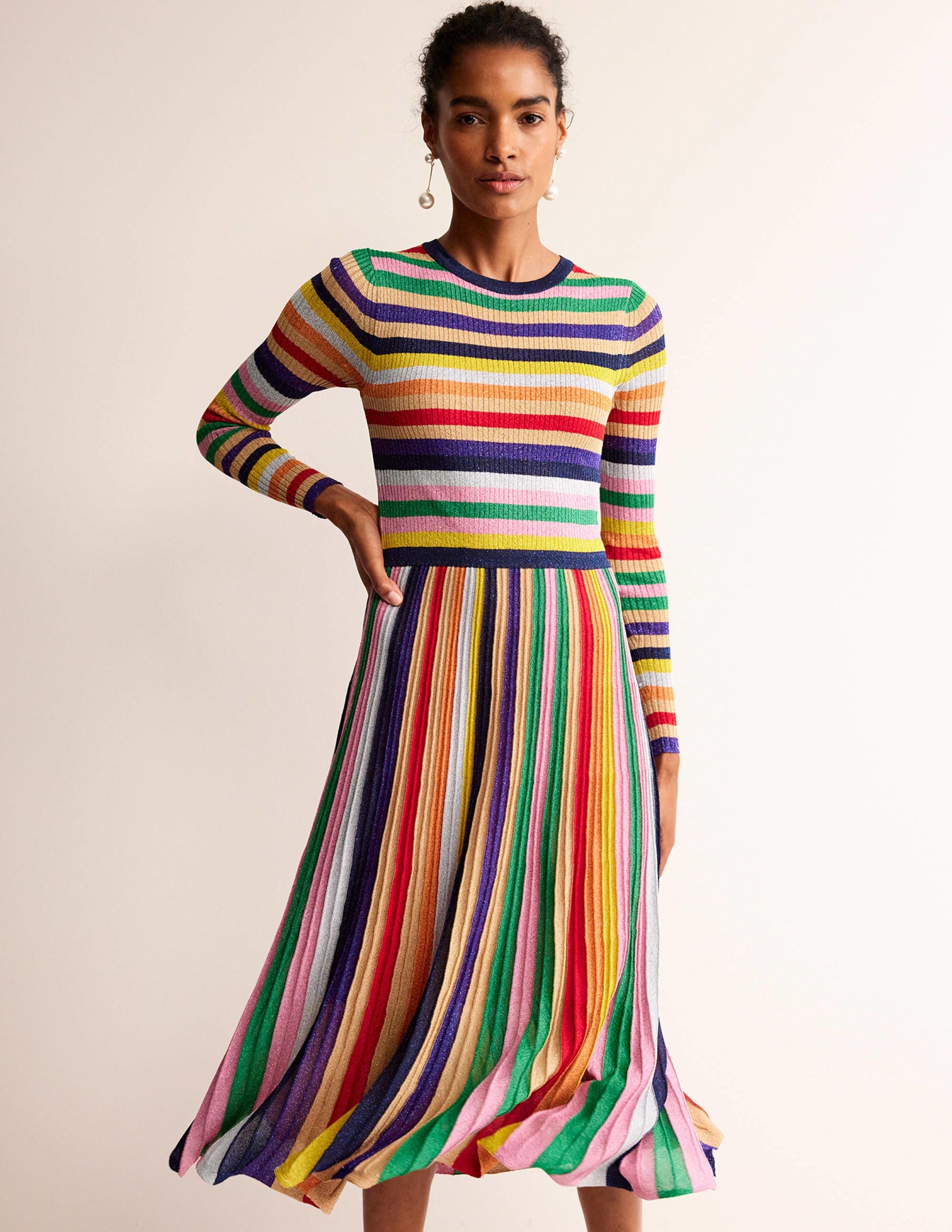 Ribbed Metallic Dress-Multi - Image 4