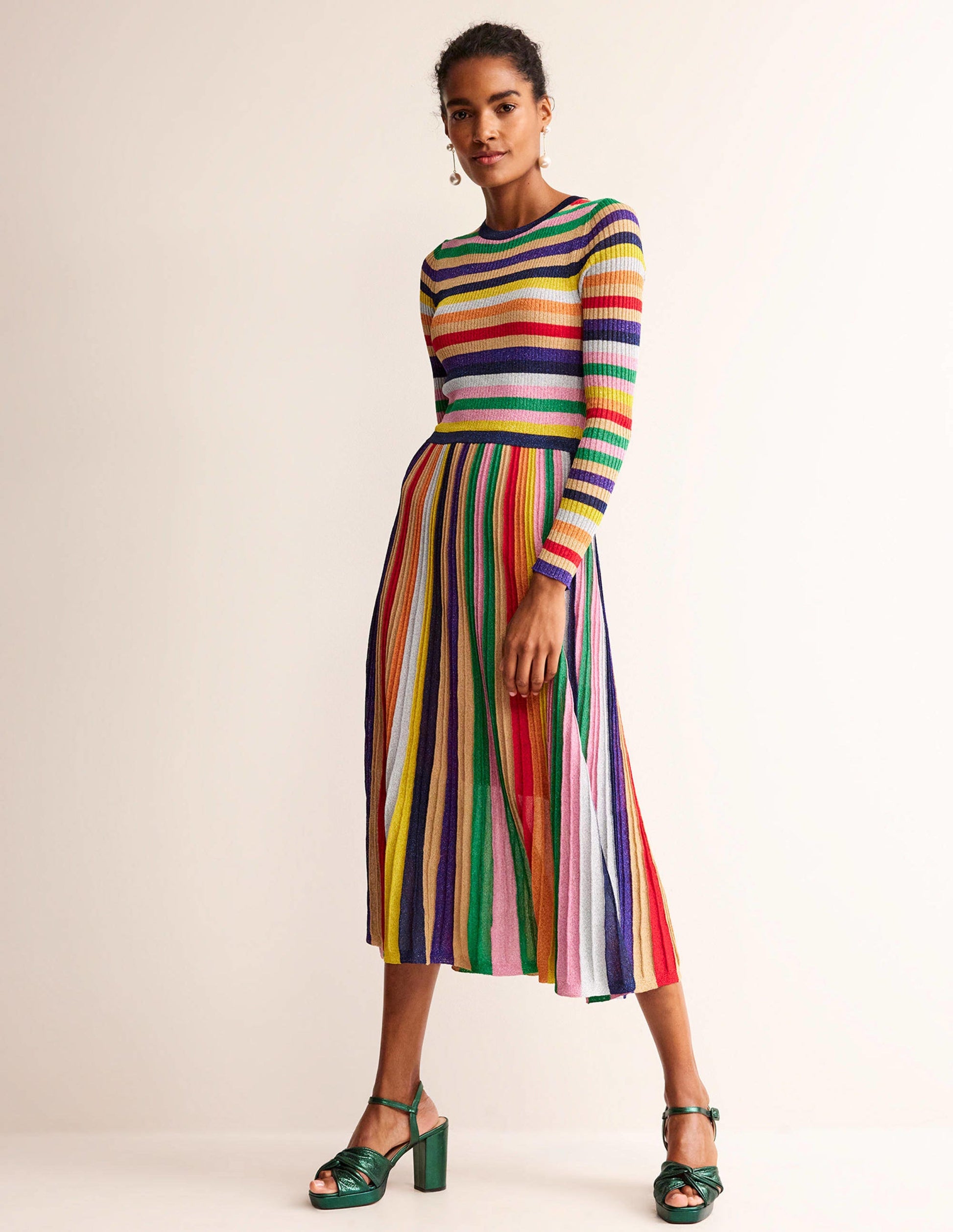 Ribbed Metallic Dress-Multi-5