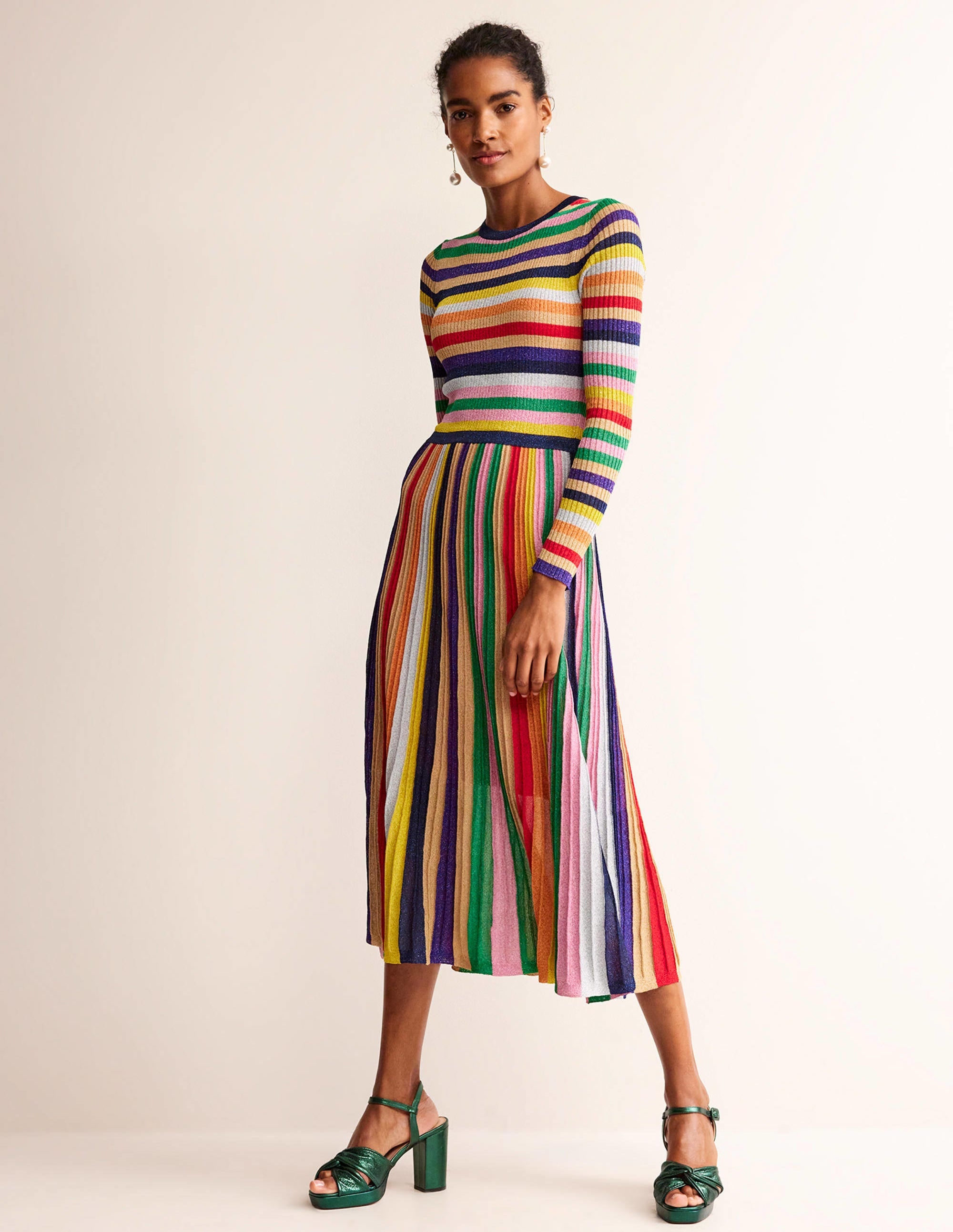 Ribbed Metallic Dress-Multi - Image 5