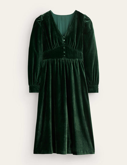 Elise Velvet Midi Dress-Chatsworth Green-5