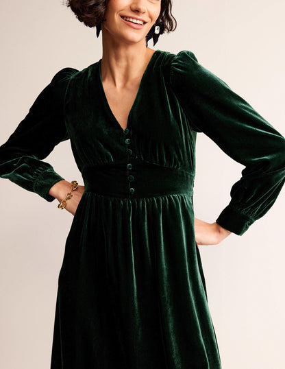 Elise Velvet Midi Dress-Chatsworth Green-2