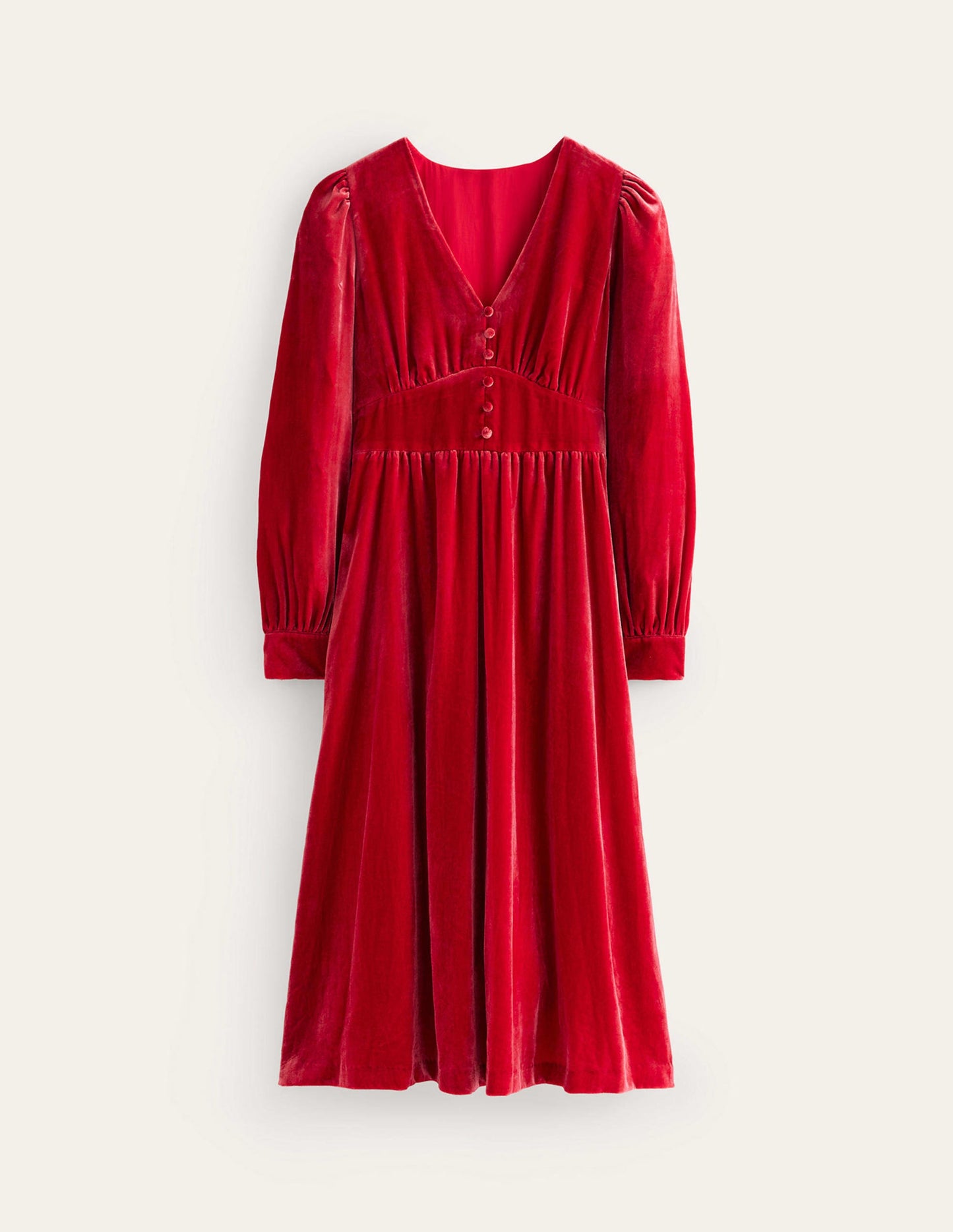Elise Velvet Midi Dress-Red