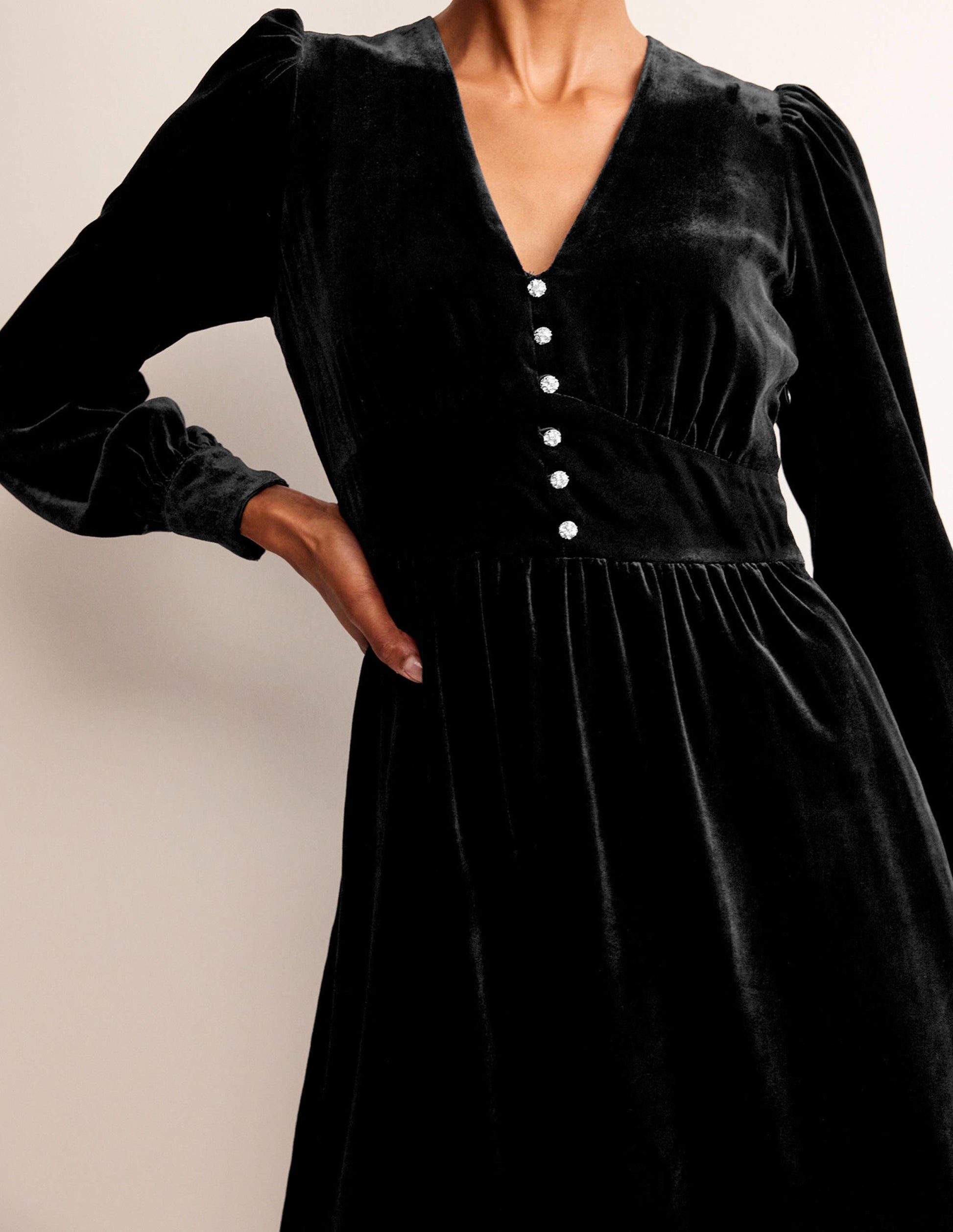 Elise Velvet Jewel Midi Dress-Black-2