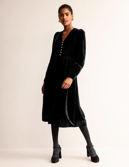Elise Velvet Jewel Midi Dress-Black-4