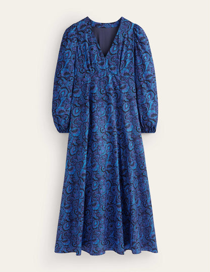 Blouson Sleeve Maxi Tea Dress-Bright Cobalt, Florist-5