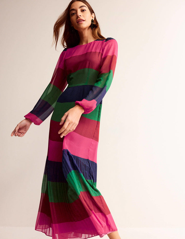 Colourblock Maxi Dress-Multi Stripe