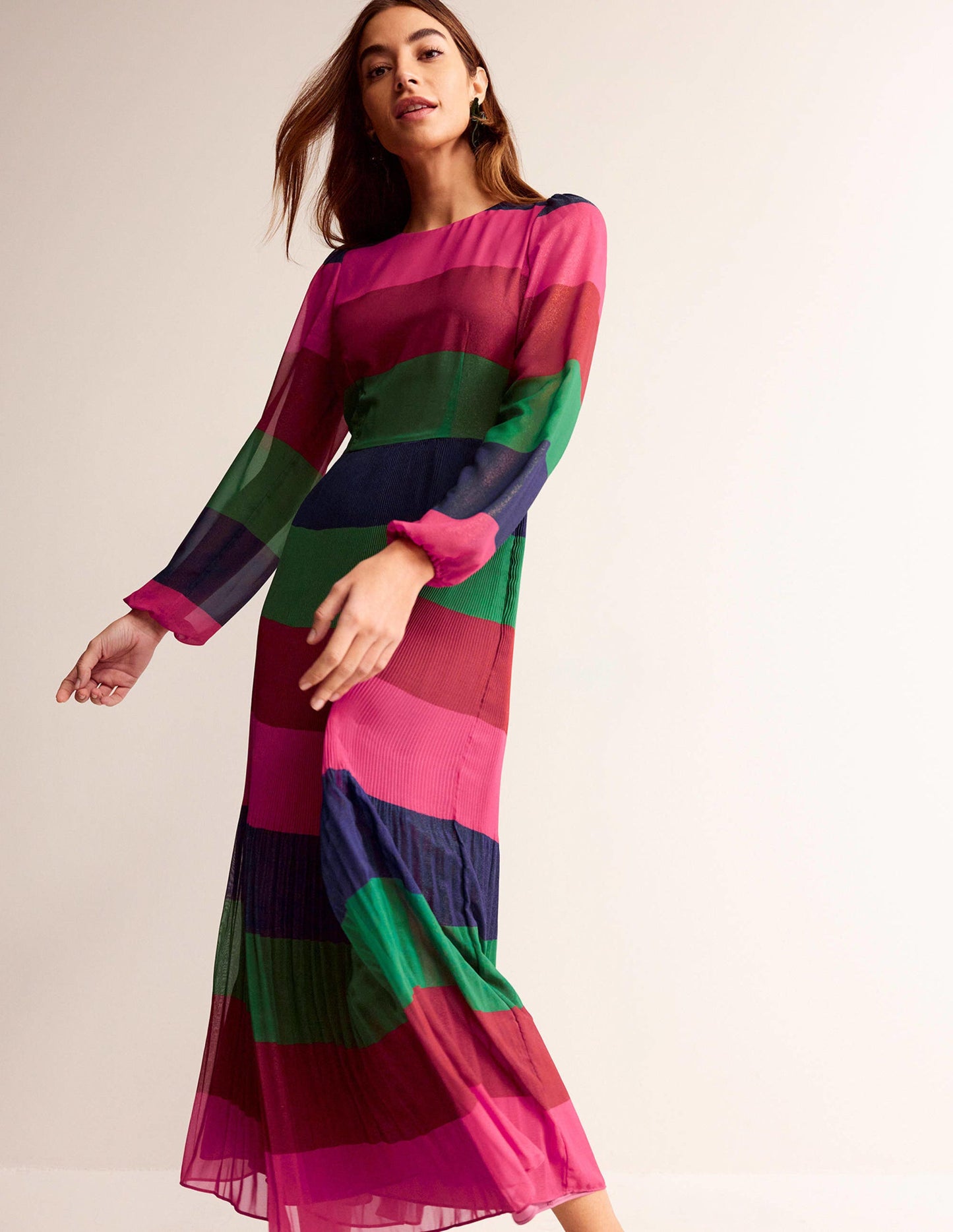 Colourblock Maxi Dress-Multi Stripe