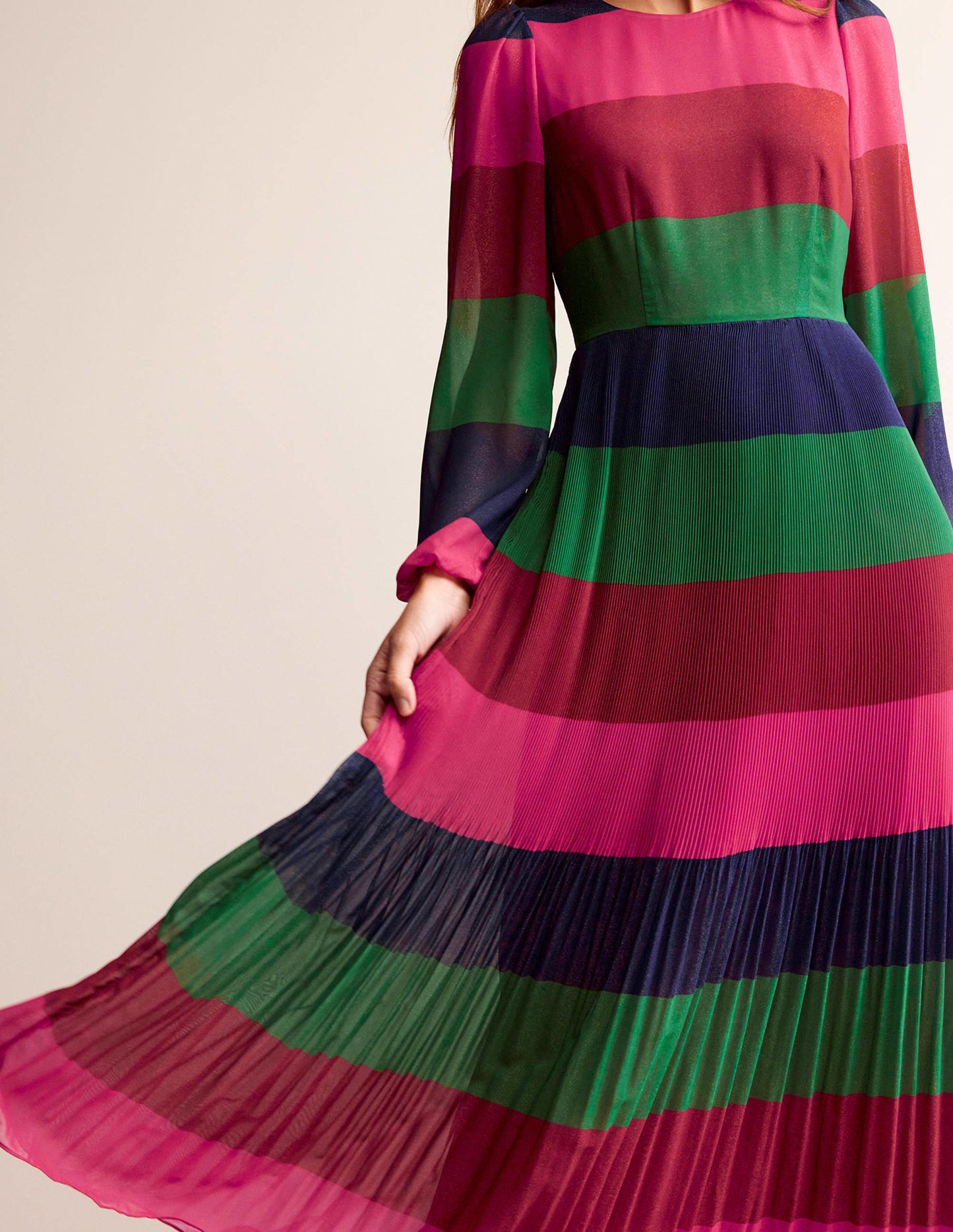 Colourblock Maxi Dress-Multi Stripe
