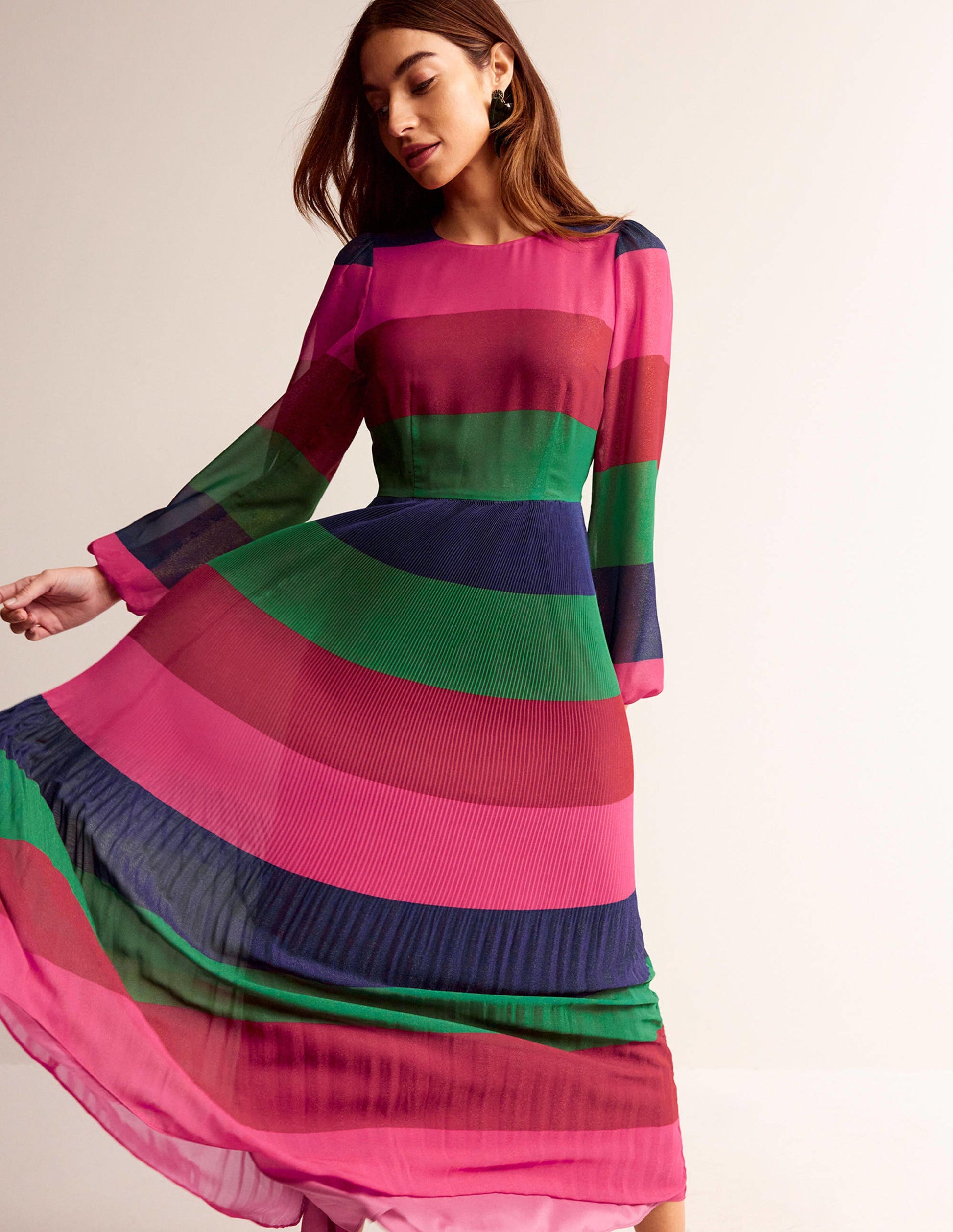 Colourblock Maxi Dress-Multi Stripe-4