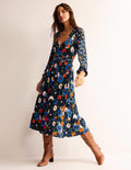 Hotch Potch V-Neck Midi Dress-Moss,  Bloomsbury Pop