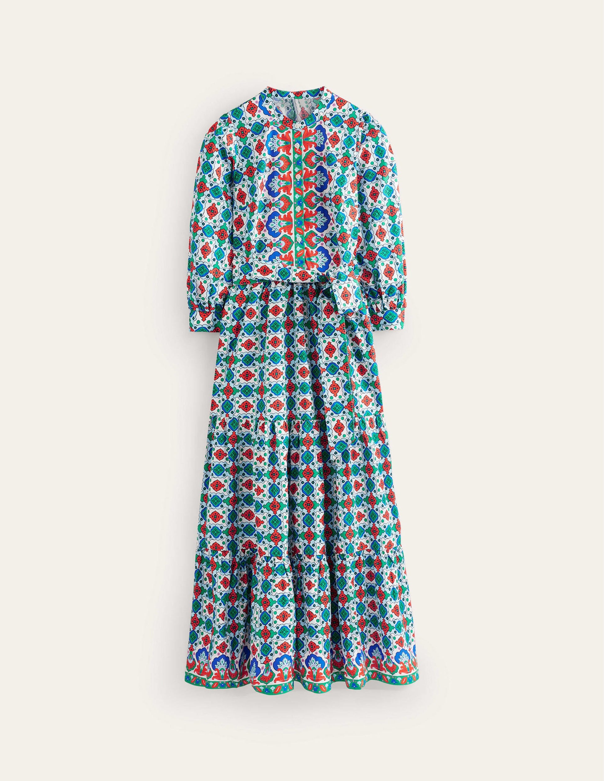 Alba Tiered Cotton Maxi Dress-Multi, Coastal Tile-6
